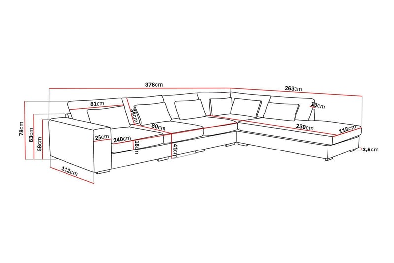 Grande 5-sits Soffa med Schäslong Höger - Beige Sammet - Möbler - Vardagsrum - Soffor - Sammetssoffor