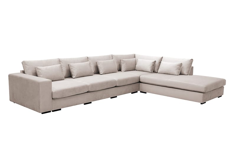Grande 5-sits Soffa med Schäslong Höger - Beige Sammet - Möbler - Vardagsrum - Soffor - Sammetssoffor