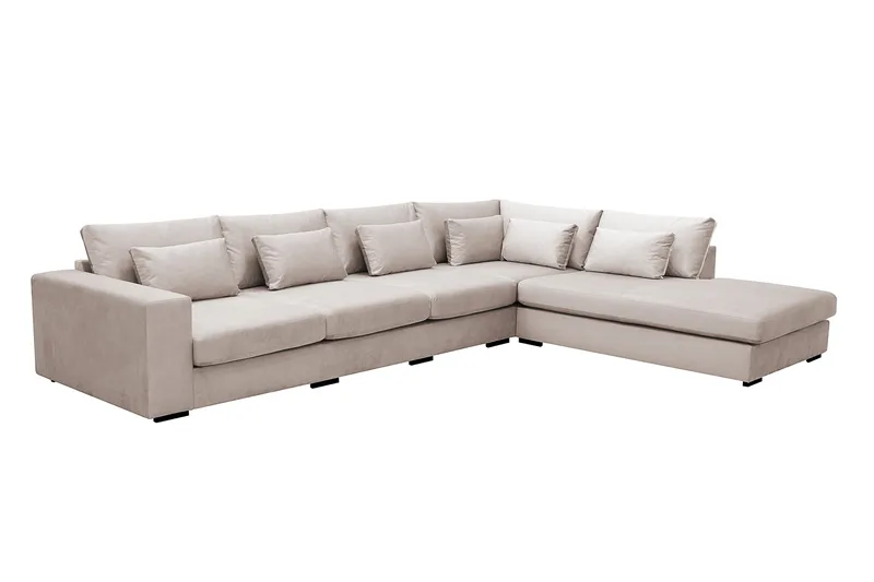 Grande 5-sits Soffa med Schäslong Höger - Beige Sammet - Möbler - Vardagsrum - Soffor - Sammetssoffor