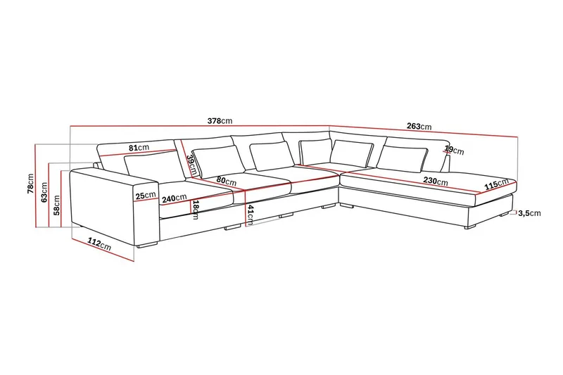 Grande 5-sits Soffa med Schäslong Höger - Beige Tyg - Möbler - Vardagsrum - Soffor - Divansoffa & schäslong