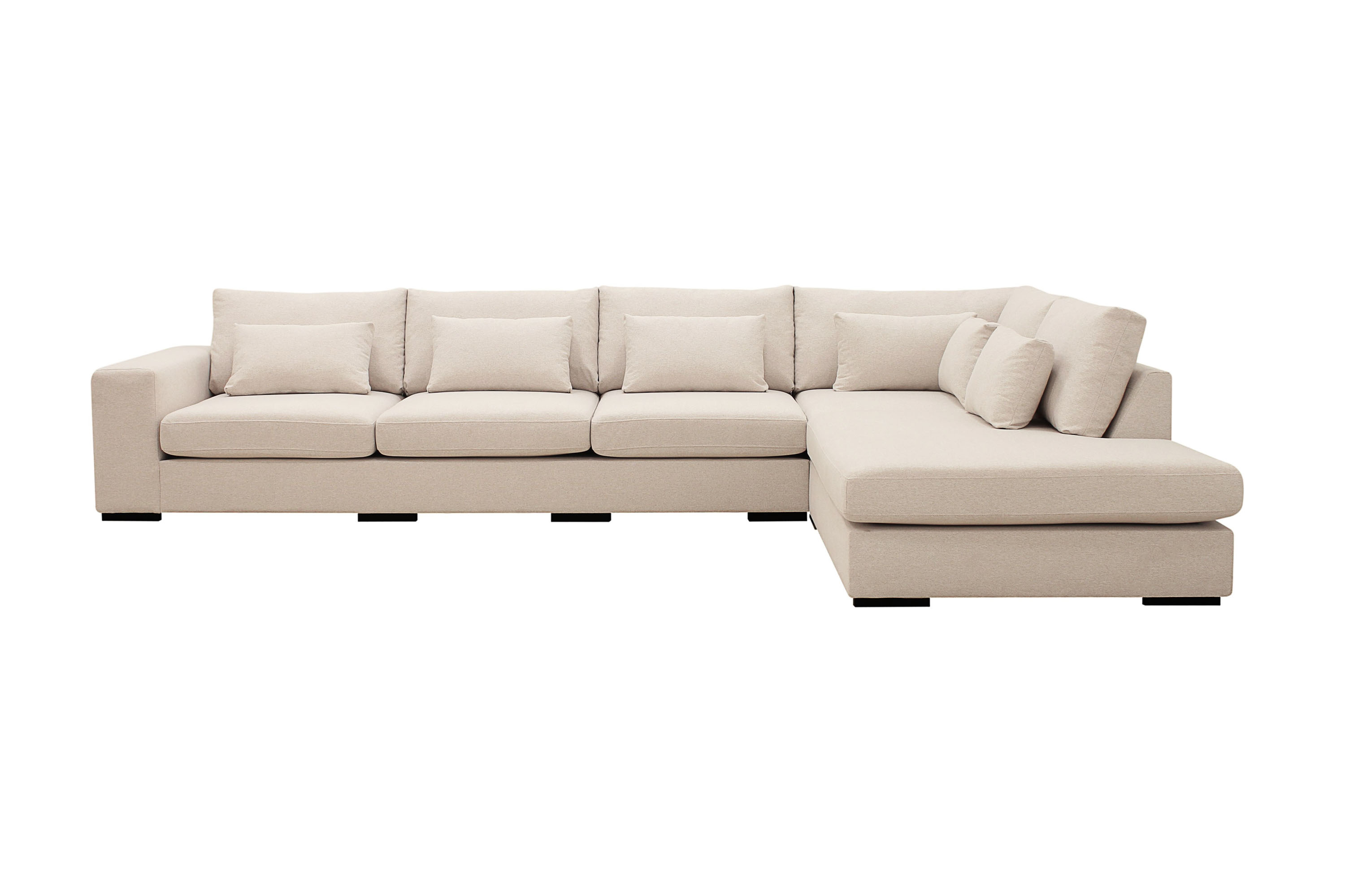 grande 5-sits soffa med schäslong höger - beige tyg