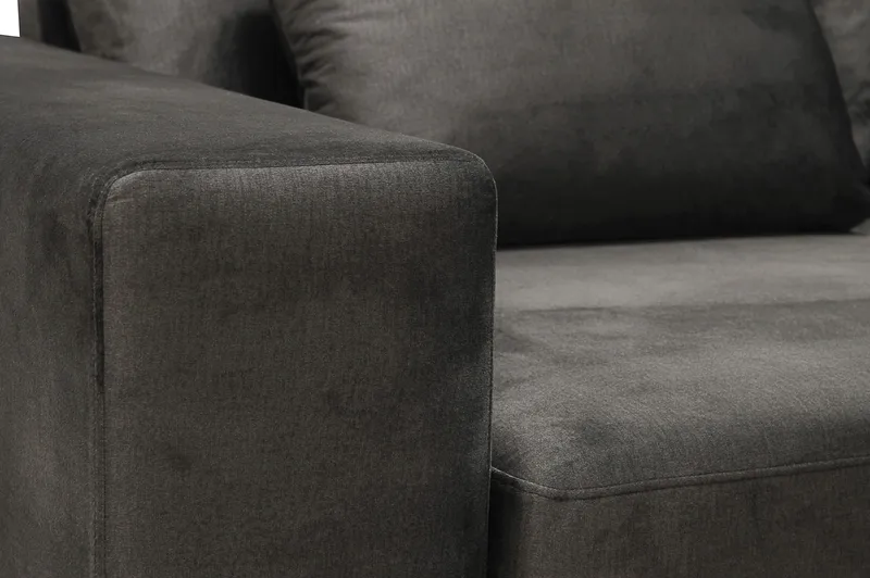 Grande 5-sits Soffa med Schäslong Höger - Mörkgrå Sammet - Möbler - Vardagsrum - Soffor - Sammetssoffor