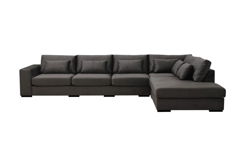 Grande 5-sits Soffa med Schäslong Höger - Mörkgrå Sammet - Möbler - Vardagsrum - Soffor - Sammetssoffor