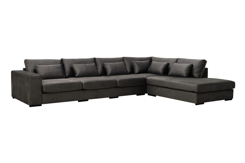 Grande 5-sits Soffa med Schäslong Höger - Mörkgrå Sammet - Möbler - Vardagsrum - Soffor - Sammetssoffor