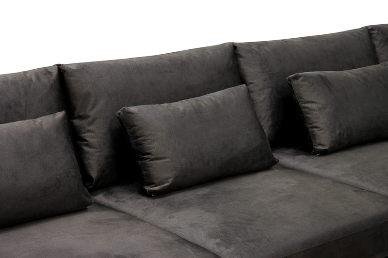 Grande 5-sits Soffa med Schäslong Höger - Mörkgrå Sammet - Möbler - Vardagsrum - Soffor - Sammetssoffor