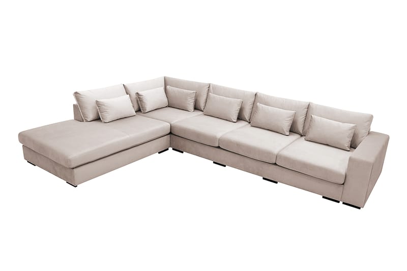 Grande 5-sits Soffa med Schäslong Vänster - Beige Sammet - Möbler - Vardagsrum - Soffor - Sammetssoffor
