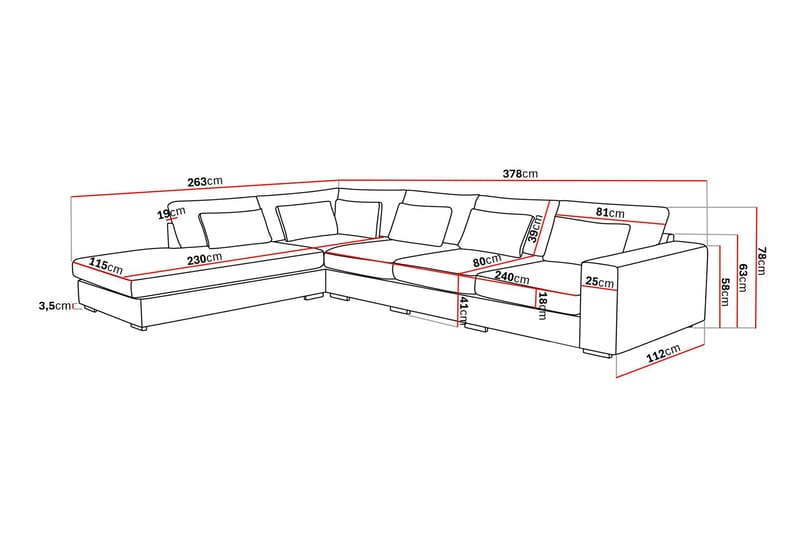 Grande 5-sits Soffa med Schäslong Vänster - Beige Sammet - Möbler - Vardagsrum - Soffor - Divansoffa & schäslong