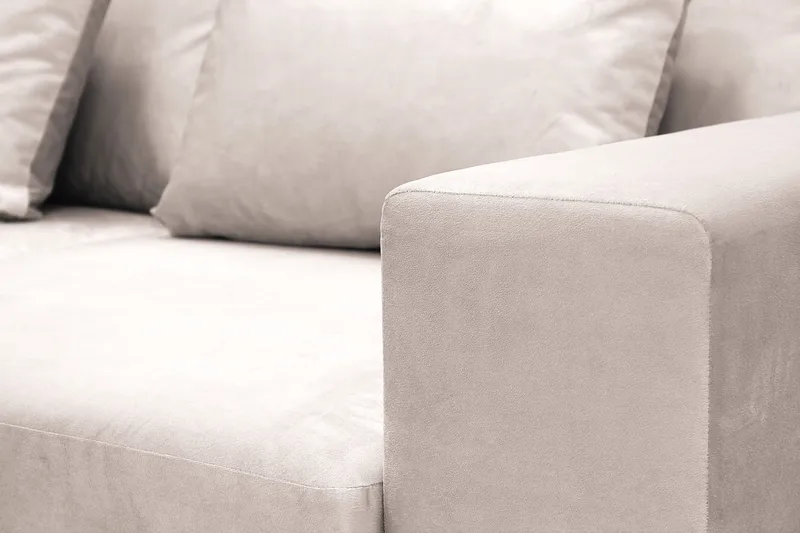 Grande 5-sits Soffa med Schäslong Vänster - Beige Sammet - Möbler - Vardagsrum - Soffor - Sammetssoffor