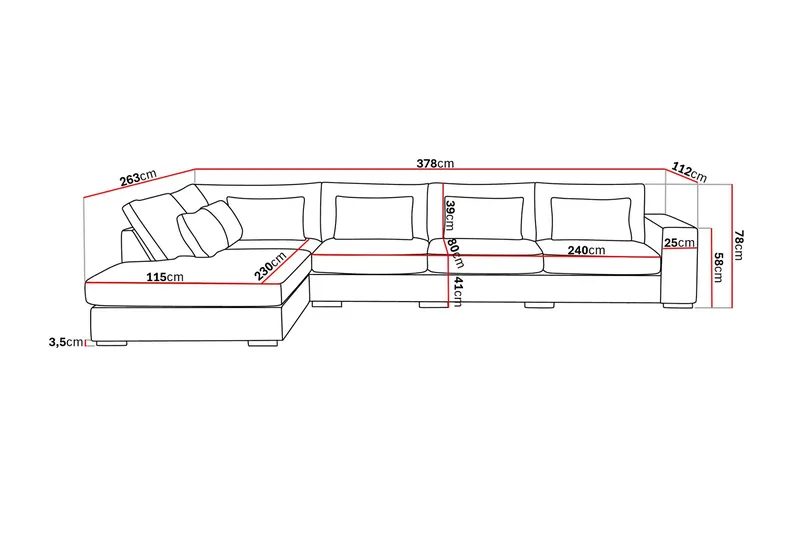 Grande 5-sits Soffa med Schäslong Vänster - Beige Sammet - Möbler - Vardagsrum - Soffor - Sammetssoffor