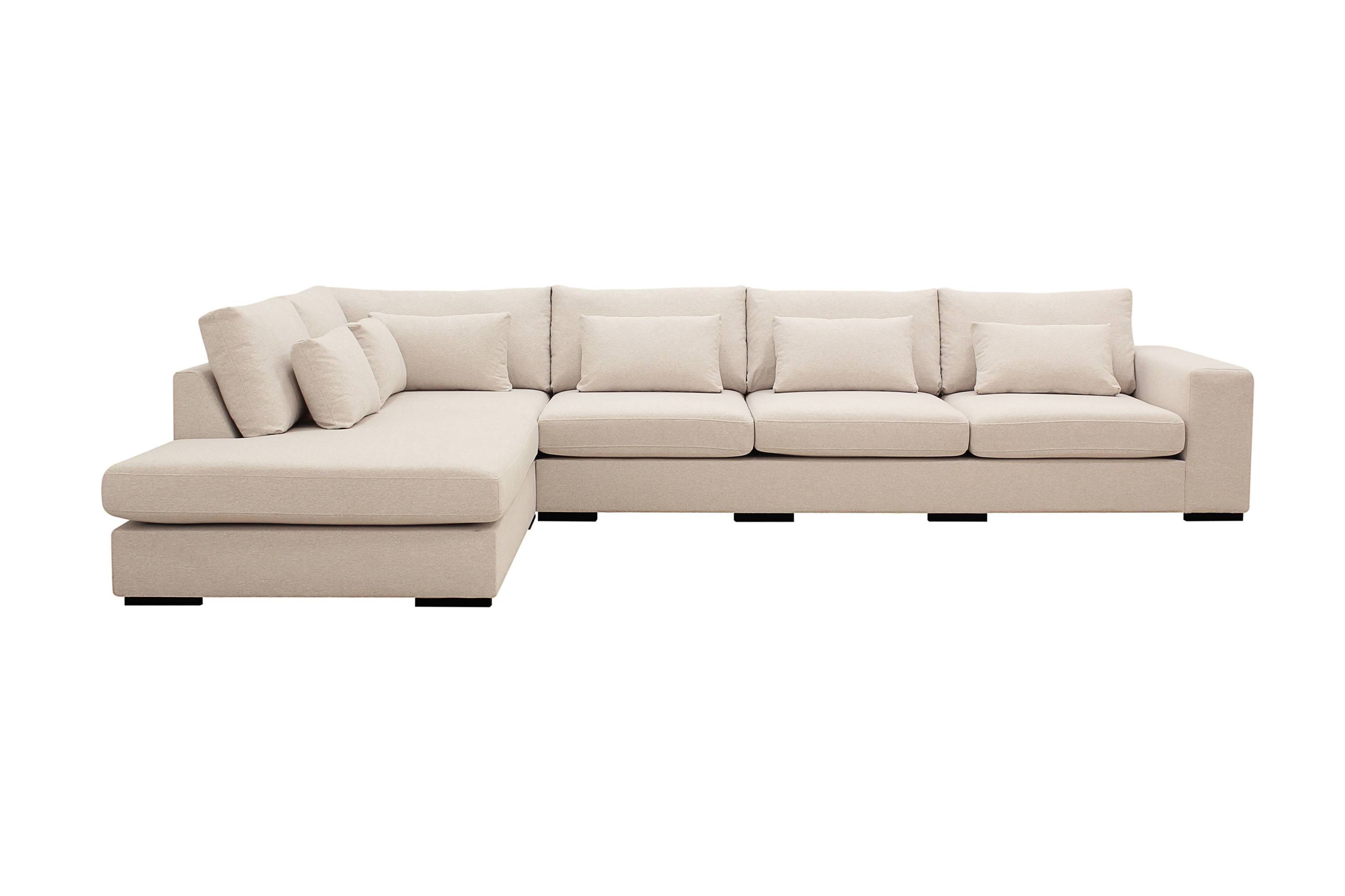 grande 5-sits soffa med schäslong vänster - beige tyg