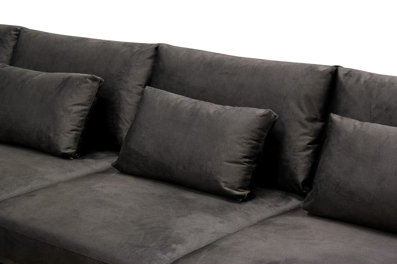 Grande 5-sits Soffa med Schäslong Vänster - Mörkgrå Sammet - Möbler - Vardagsrum - Soffor - Sammetssoffor