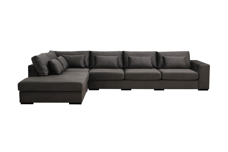 Grande 5-sits Soffa med Schäslong Vänster - Mörkgrå Sammet - Möbler - Vardagsrum - Soffor - Sammetssoffor
