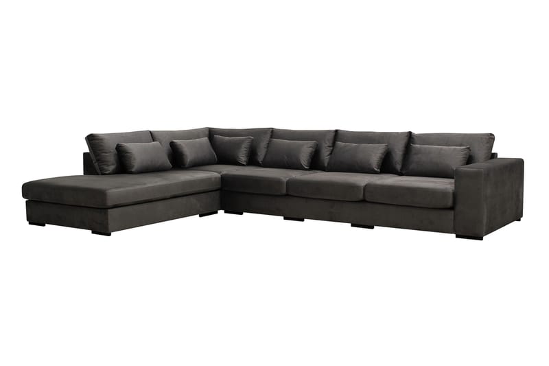 Grande 5-sits Soffa med Schäslong Vänster - Mörkgrå Sammet - Möbler - Vardagsrum - Soffor - Sammetssoffor