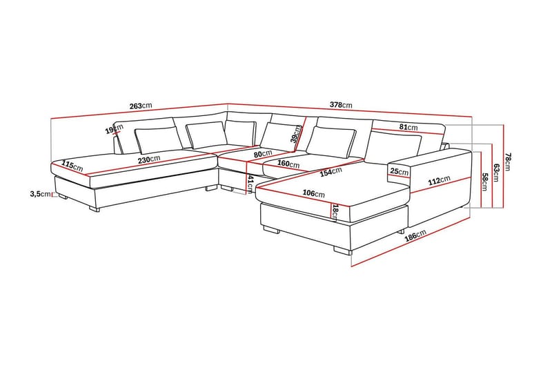 Grande 5-sits U-Soffa med Divan Höger - Beige Manchester - Möbler - Vardagsrum - Soffor - U-soffor