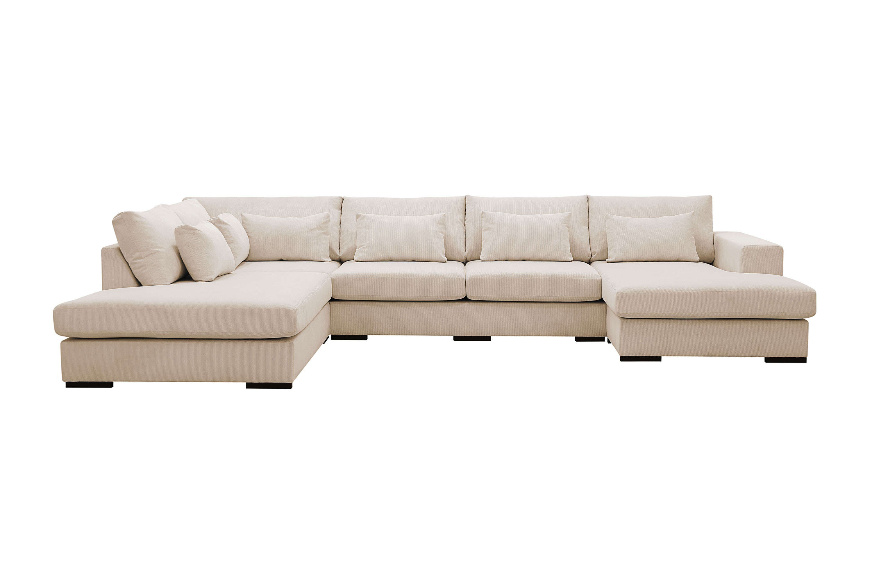 grande 5-sits u-soffa med divan höger - beige manchester