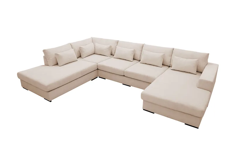 Grande 5-sits U-Soffa med Divan Höger - Beige Manchester - Möbler - Vardagsrum - Soffor - U-soffor