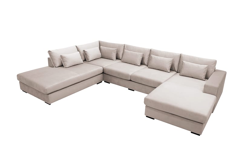 Grande 5-sits U-Soffa med Divan Höger - Beige Sammet - Möbler - Vardagsrum - Soffor - Sammetssoffor