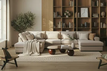 Grande 5-sits U-Soffa med Divan Höger - Beige Sammet - Möbler - Vardagsrum - Soffor - Sammetssoffor