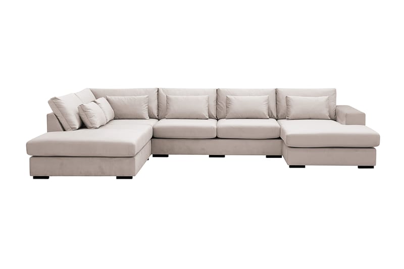 Grande 5-sits U-Soffa med Divan Höger - Beige Sammet - Möbler - Vardagsrum - Soffor - Sammetssoffor