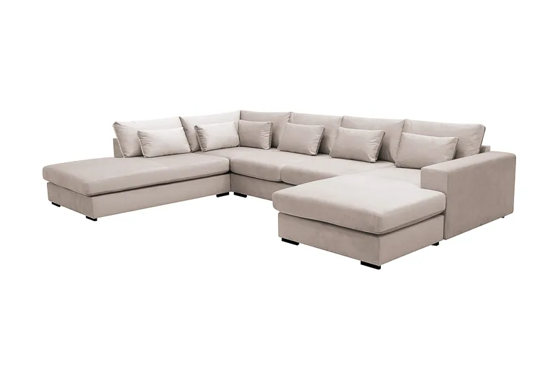 Grande 5-sits U-Soffa med Divan Höger - Beige Sammet - Möbler - Vardagsrum - Soffor - Sammetssoffor