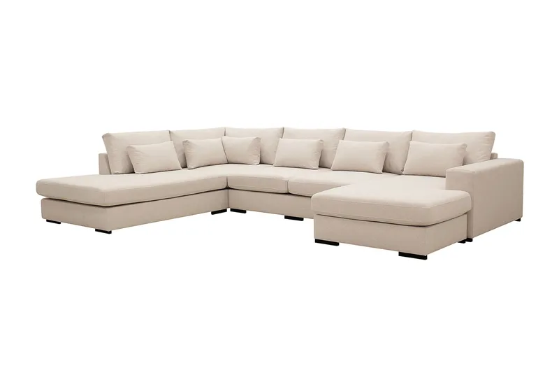 Grande 5-sits U-Soffa med Divan Höger - Beige Tyg - Möbler - Vardagsrum - Soffor - U-soffor