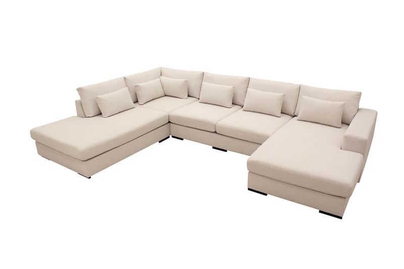 Grande 5-sits U-Soffa med Divan Höger - Beige Tyg - Möbler - Vardagsrum - Soffor - U-soffor