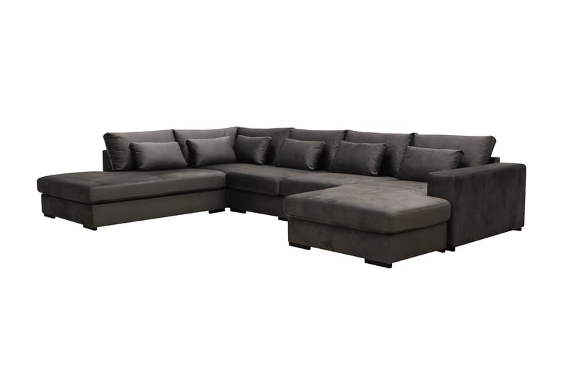 Grande 5-sits U-Soffa med Divan Höger - Mörkgrå Sammet - Möbler - Vardagsrum - Soffor - Sammetssoffor