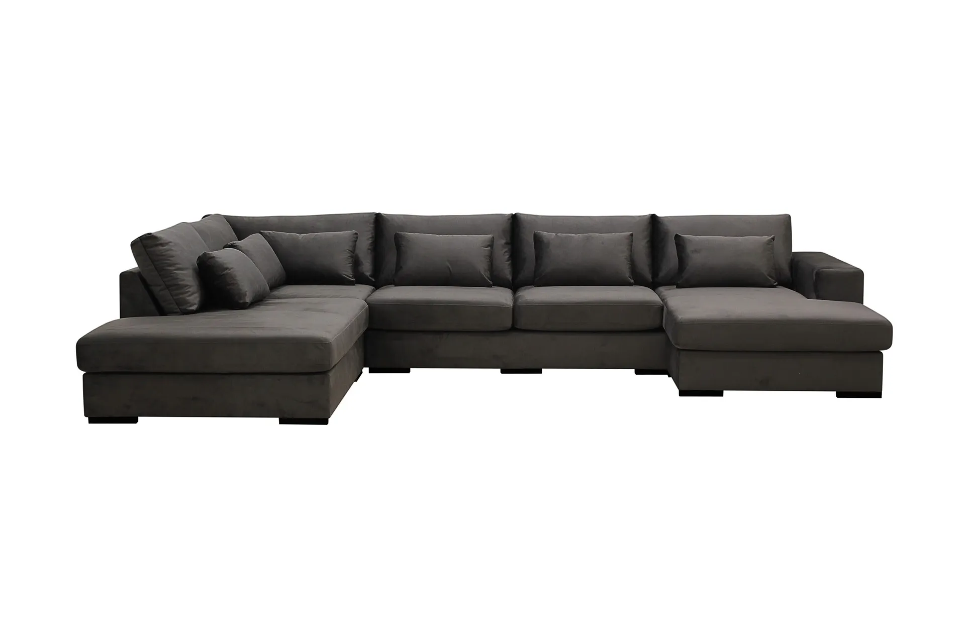 grande 5-sits u-soffa med divan höger - mörkgrå sammet