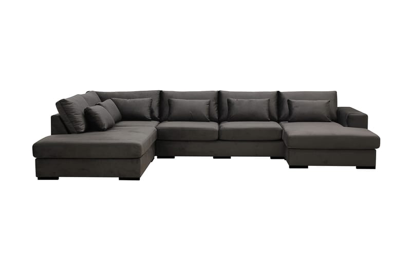 Grande 5-sits U-Soffa med Divan Höger - Mörkgrå Sammet - Möbler - Vardagsrum - Soffor - Sammetssoffor
