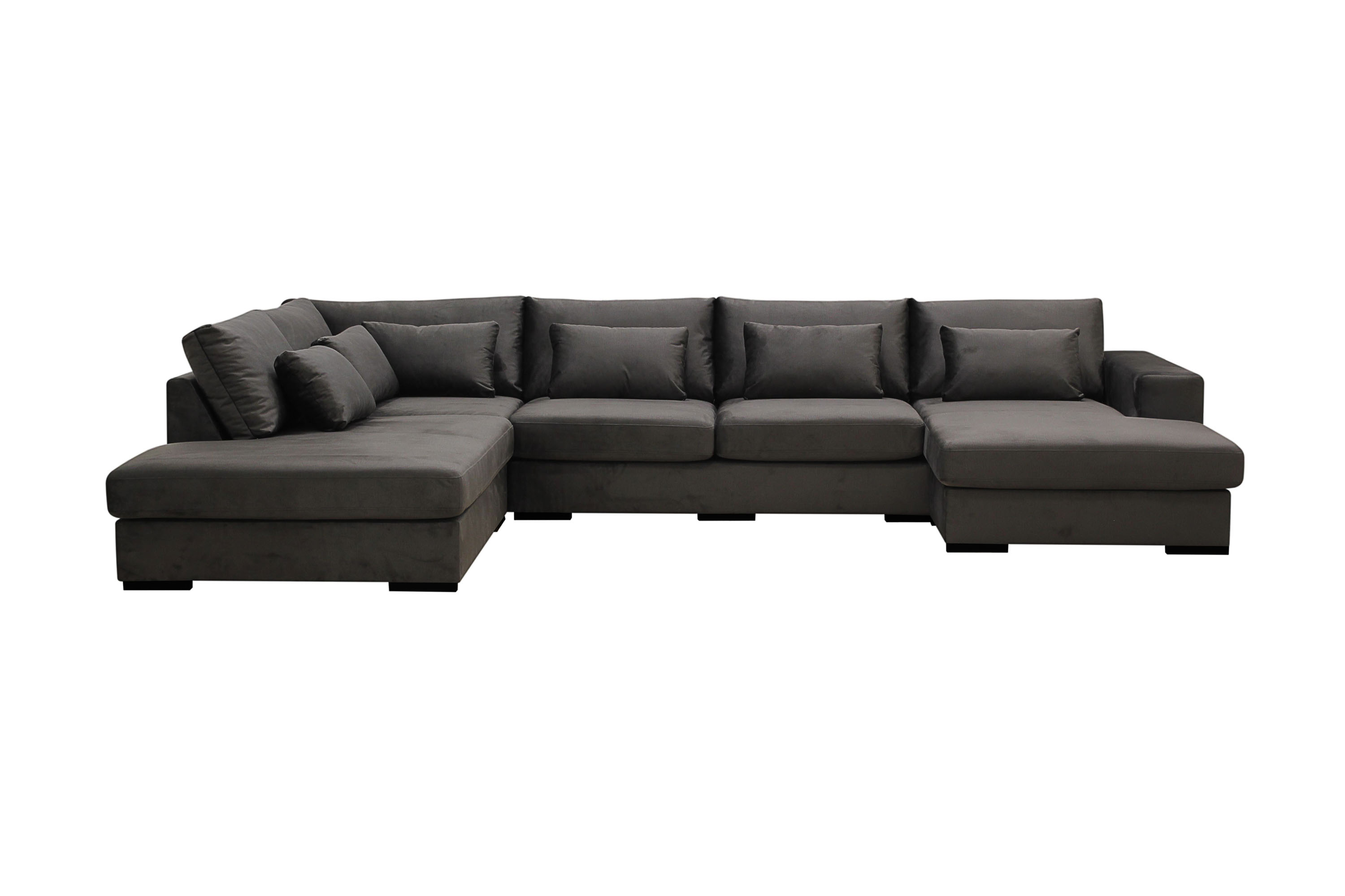 grande 5-sits u-soffa med divan höger - mörkgrå sammet