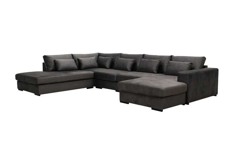 Grande 5-sits U-Soffa med Divan Höger - Mörkgrå Sammet - Möbler - Vardagsrum - Soffor - Sammetssoffor