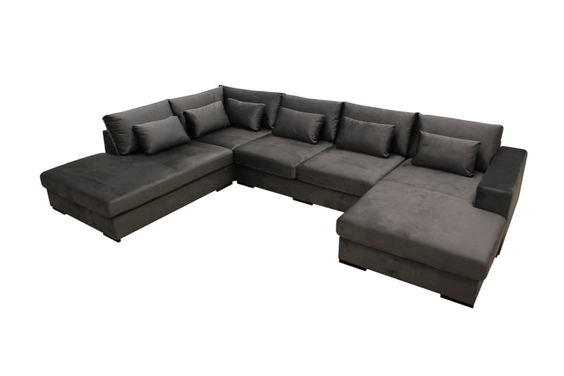 Grande 5-sits U-Soffa med Divan Höger - Mörkgrå Sammet - Möbler - Vardagsrum - Soffor - Sammetssoffor