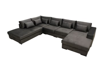 Grande 5-sits U-Soffa med Divan Höger - Mörkgrå Sammet - Möbler - Vardagsrum - Soffor - Sammetssoffor