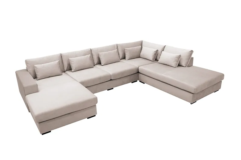 Grande 5-sits U-Soffa med Divan Vänster - Beige Sammet - Möbler - Vardagsrum - Soffor - Sammetssoffor