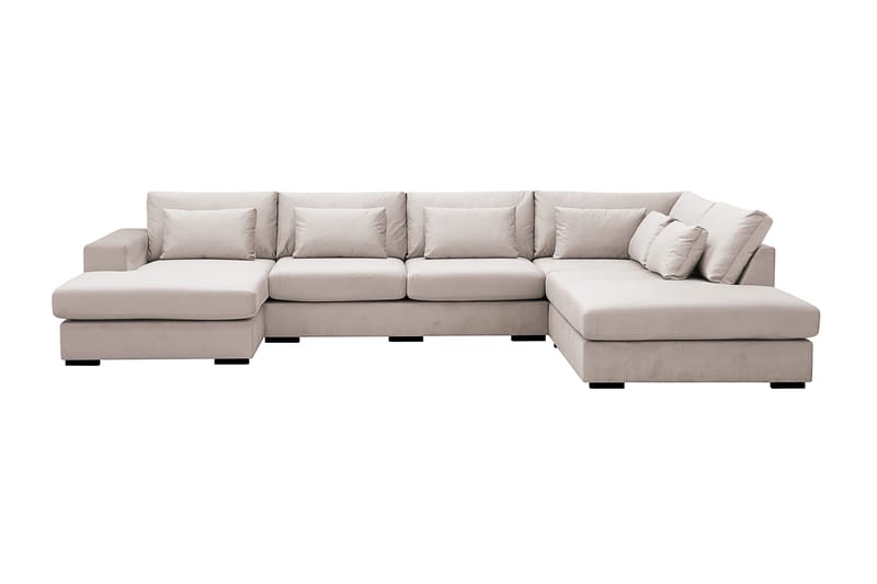 Grande 5-sits U-Soffa med Divan Vänster - Beige Sammet - Möbler - Vardagsrum - Soffor - Sammetssoffor