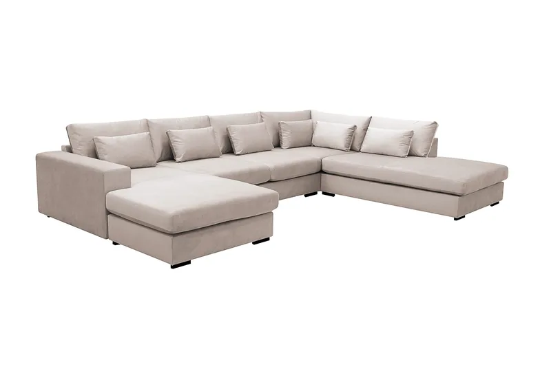 Grande 5-sits U-Soffa med Divan Vänster - Beige Sammet - Möbler - Vardagsrum - Soffor - Sammetssoffor