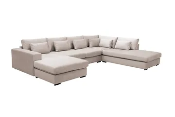 Grande 5-sits U-Soffa med Divan Vänster - Beige Sammet - Möbler - Vardagsrum - Soffor - Sammetssoffor