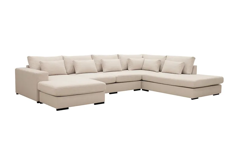 Grande 5-sits U-Soffa med Divan Vänster - Beige Tyg - Möbler - Vardagsrum - Soffor - U-soffor