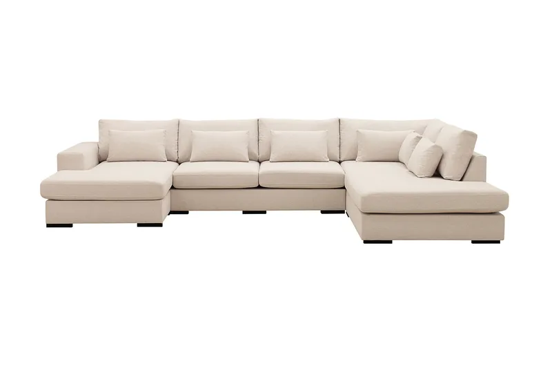 Grande 5-sits U-Soffa med Divan Vänster, Beige Tyg