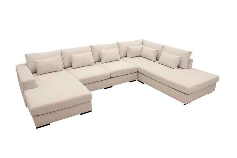 Grande 5-sits U-Soffa med Divan Vänster - Beige Tyg - Möbler - Vardagsrum - Soffor - U-soffor