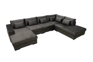 Grande 5-sits U-Soffa med Divan Vänster - Mörkgrå Sammet - Möbler - Vardagsrum - Soffor - U-soffor