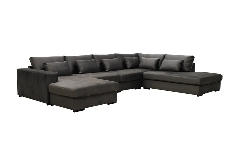 Grande 5-sits U-Soffa med Divan Vänster - Mörkgrå Sammet - Möbler - Vardagsrum - Soffor - Sammetssoffor