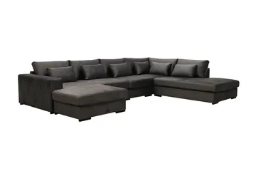 Grande 5-sits U-Soffa med Divan Vänster - Mörkgrå Sammet - Möbler - Vardagsrum - Soffor - U-soffor