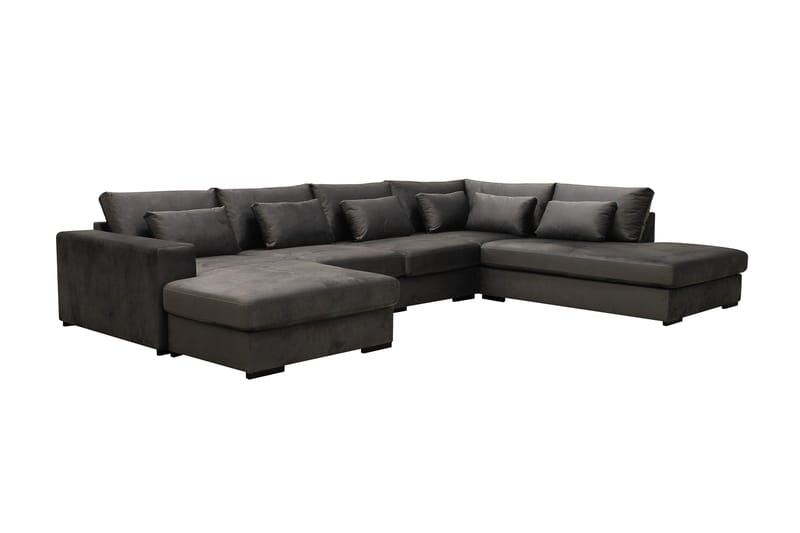 Grande 5-sits U-Soffa med Divan Vänster - Mörkgrå Sammet - Möbler - Vardagsrum - Soffor - Sammetssoffor