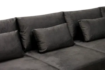 Grande 5-sits U-Soffa med Divan Vänster - Mörkgrå Sammet - Möbler - Vardagsrum - Soffor - U-soffor