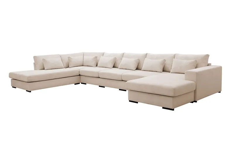 Grande 6-sits U-Soffa med Divan Höger - Beige Manchester - Möbler - Vardagsrum - Soffor - U-soffor