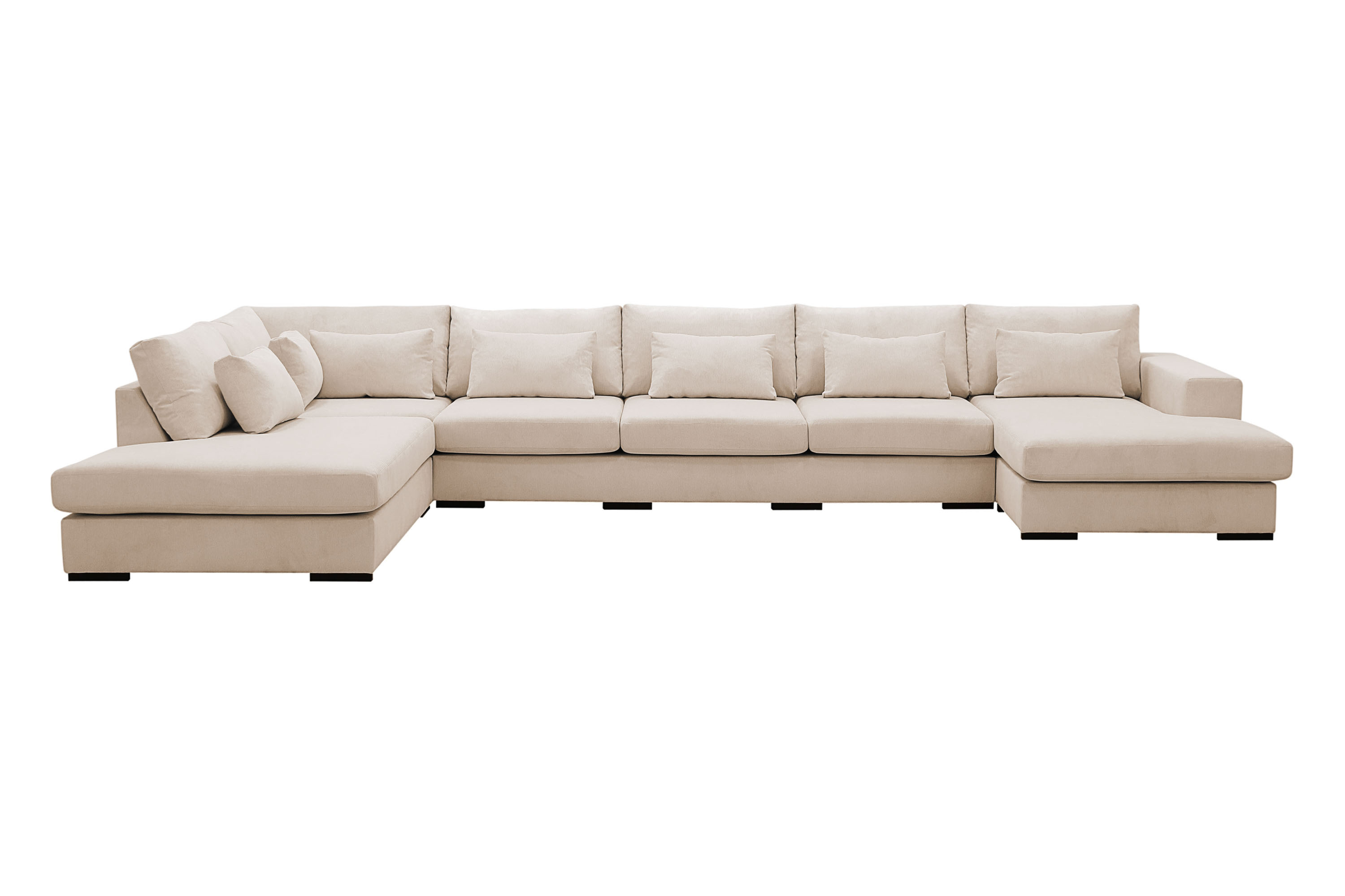 grande 6-sits u-soffa med divan höger - beige manchester