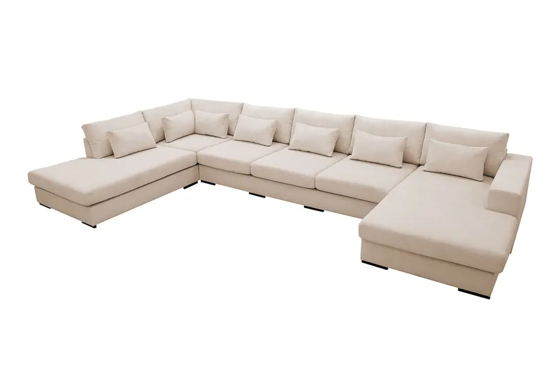 Grande 6-sits U-Soffa med Divan Höger - Beige Manchester - Möbler - Vardagsrum - Soffor - U-soffor
