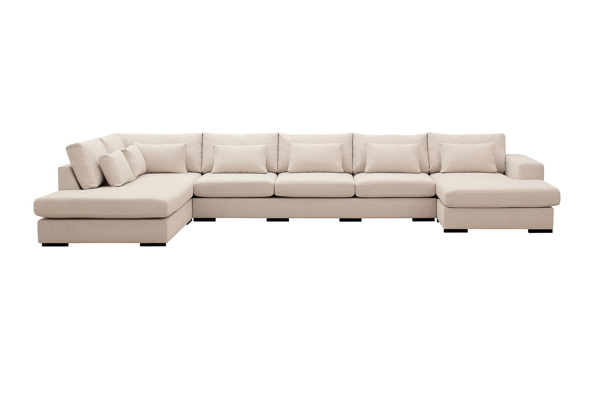 Grande 6-sits U-Soffa med Divan H&ouml;ger - Beige Tyg