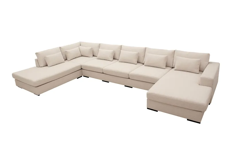 Grande 6-sits U-Soffa med Divan Höger - Beige Tyg - Möbler - Vardagsrum - Soffor - U-soffor